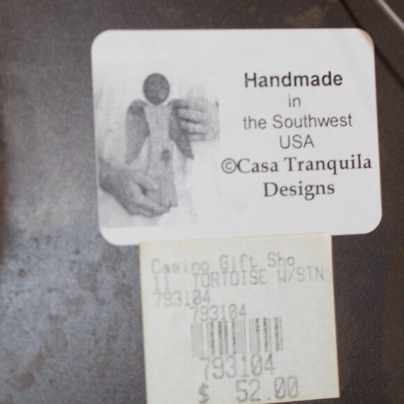 Set Of 2 Handcrafted Wooden & Metal Turtles w/faux Turquoise Accents - Picture 6 of 9